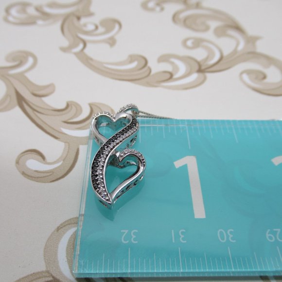 Beautiful Double Heart Black and White Diamonds - Picture 8 of 9